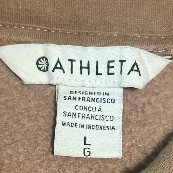 Athleta Brown Hoodie Pullover Sweatshirt Soft Fleece Women's Size L - Picture 4 of 5